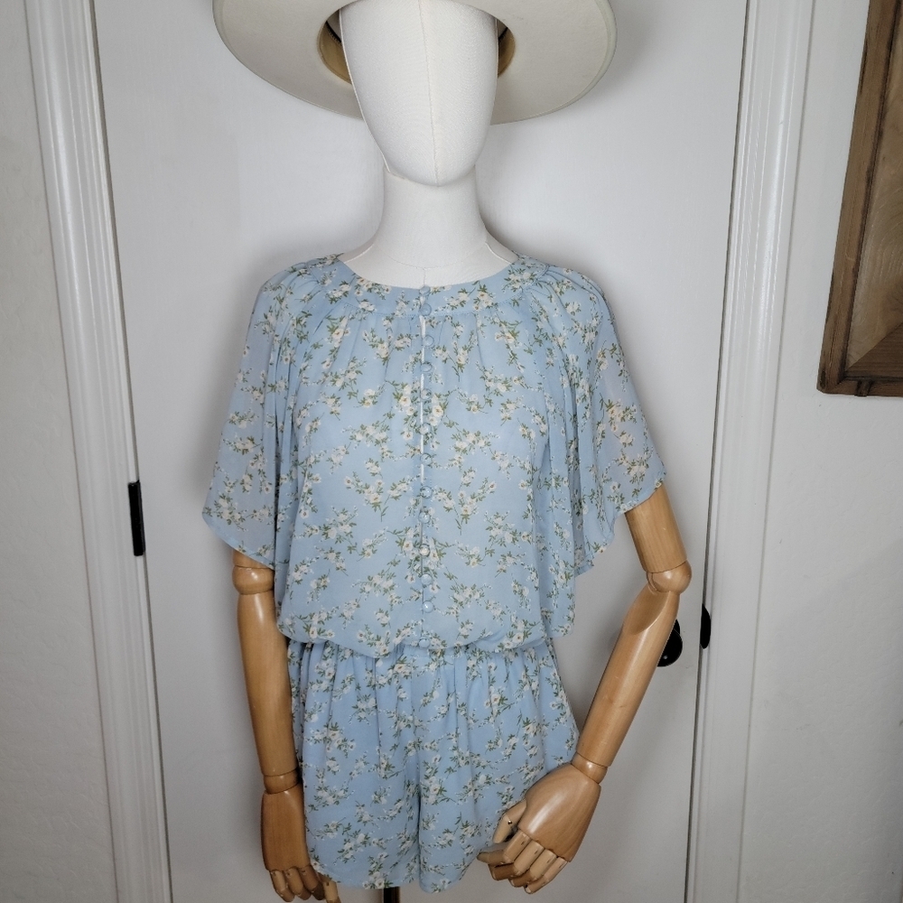 Sabo the Skirt Blue Cottagecore Floral Romper Size XS